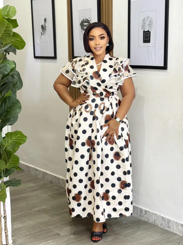 Robe Femme Longue à Pois – Style Élégant